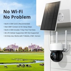 Off-Grid Security Camera with 2K HD Vision & Solar Panel for Farms