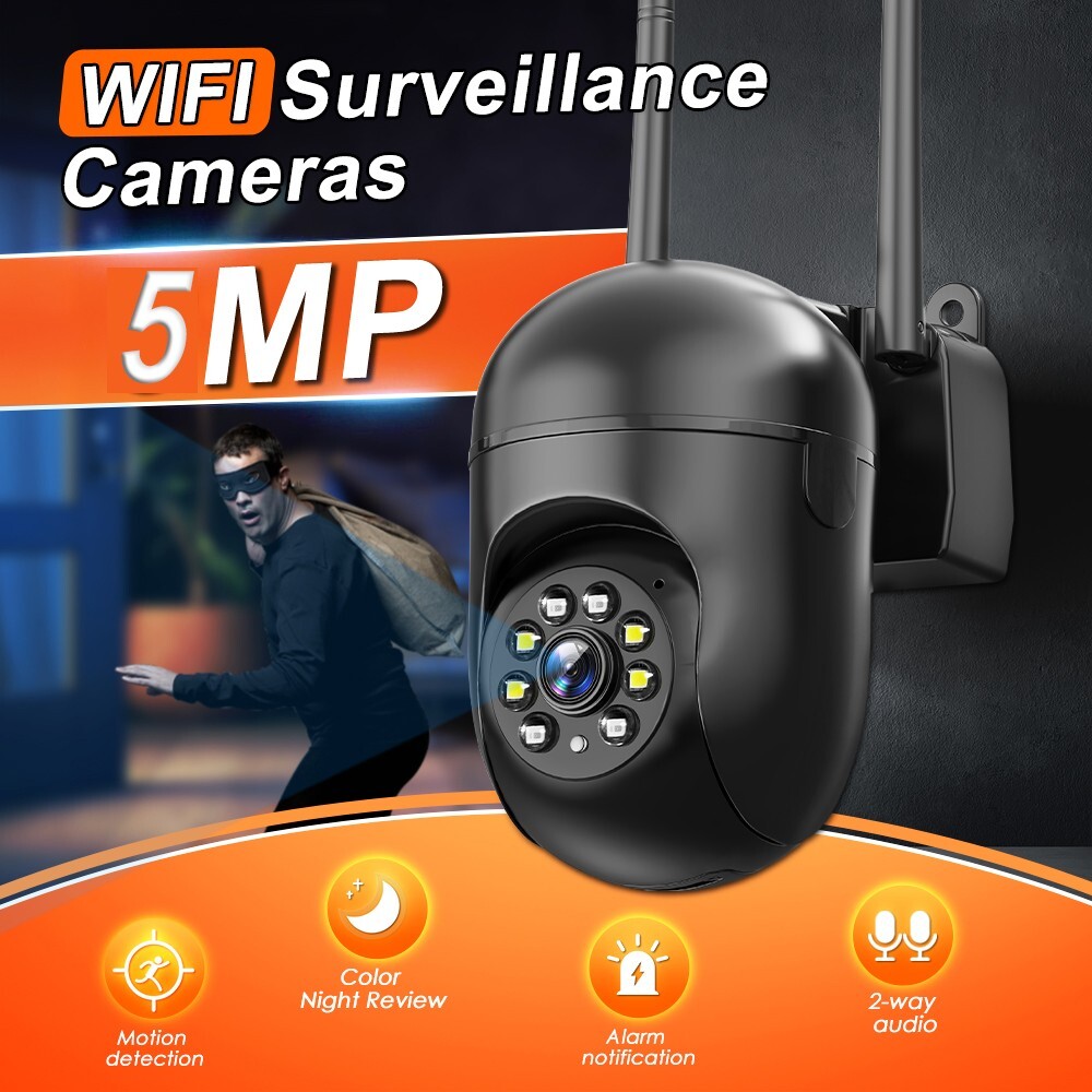 5MP Wireless WiFi Security Camera PTZ Home Surveillance 2-Way Audio Motion