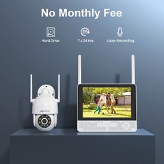 ANRAN WIFI Outdoor Security Camera System PTZ Wireless 2TB 8CH 5MP 12» Monitor