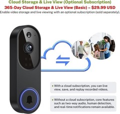 1080P Wireless Video Doorbell Camera, Smart Outdoor Surveillance Cam, FHD Live
