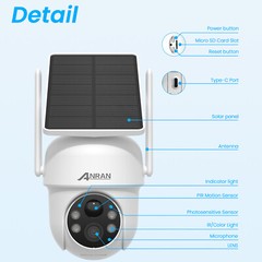 ANRAN Wireless Outdoor Solar Security Camera Home 3/5MP WIFi Battery CCTV System
