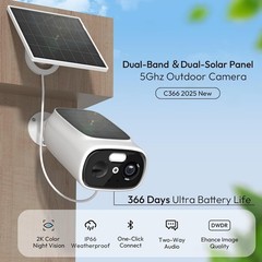 2K Security Cameras Wireless Outdoor 2.4GHz&5GHz Wi-Fi Continuous Power