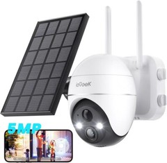 ieGeek 5MP Wireless Solar Outdoor WiFi 360° PTZ Security Cameras Battery Powered