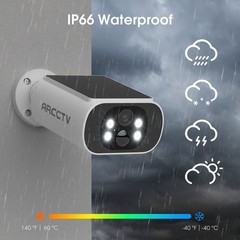 4MP Security Cameras Solar Powered Outdoor Wireless 6 Cam-Kit Color Night Vision