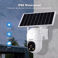 Qty 1x 8W Solar Security Camera, 2K Wireless Outdoor 24/7 Recording AOV Camera