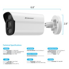 8MP 4K PoE IP Full Color Night Vision Camera Outdoor/Indoor Metal Housing