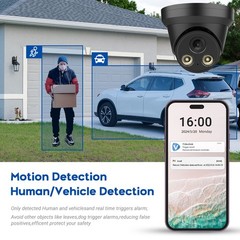 VIKYLIN 8MP Turret Security Camera 24*7 FullColor Night Vision White/Black Color