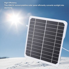 Camera Solar Panel 20w 5V IP68 Waterproof High Efficiency Camera Monocrystalline