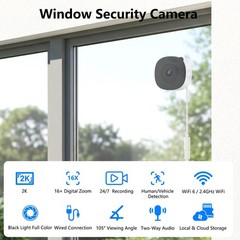Wansview Window Camera – Replaces Outdoor Cam | 2.4/5G Wi-Fi | 2K Resolution
