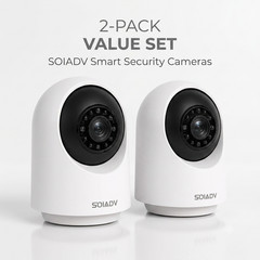 SOIADV WiFi Security Camera Indoor 360° AI Movement Detection Cloud/SD 2PACK