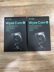 Lot Of 2 Wyze Cam v4 2.5K QHD Indoor/Outdoor WiFi Security Camera Wired Black.
