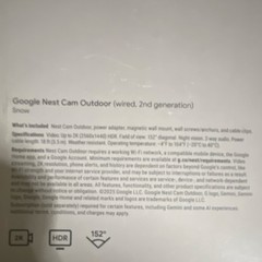 Google Nest Cam Outdoor Wired 2nd Gen 2K 1440p Wi‑Fi IP HDR Night 2‑Way