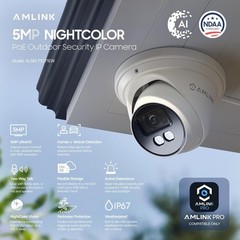 AMLINK 5MP AI PoE Outdoor Security Turret IP Camera – White (AL5M-T5171EW)