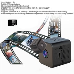 Mini Wireless Camera 1080p Night Motion Detection Loop Recording Small
