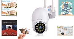 Tuya Smart Life Security Camera, 3MP HD, Night Vision, Pan/Tilt, White
