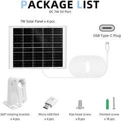 7W Solar Panel for Security Camera for DC 5V Outdoor Rechargeable Battery Camera