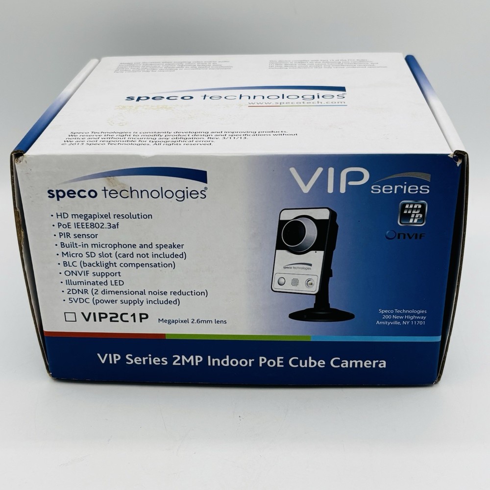 NEW Speco Technologies VIP2C1P 2MP Indoor PoE Mini Cube HD Network Camera