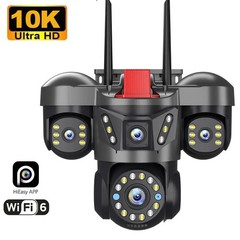 5MP 4 Lens Home Security WiFi Camera Outdoor 10K Wireless 4 Screens 16X Zoom PTZ