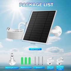 5W 10W USB Solar Panel with 9.8ft Cable for Outdoor Rechargeable Battery Camera