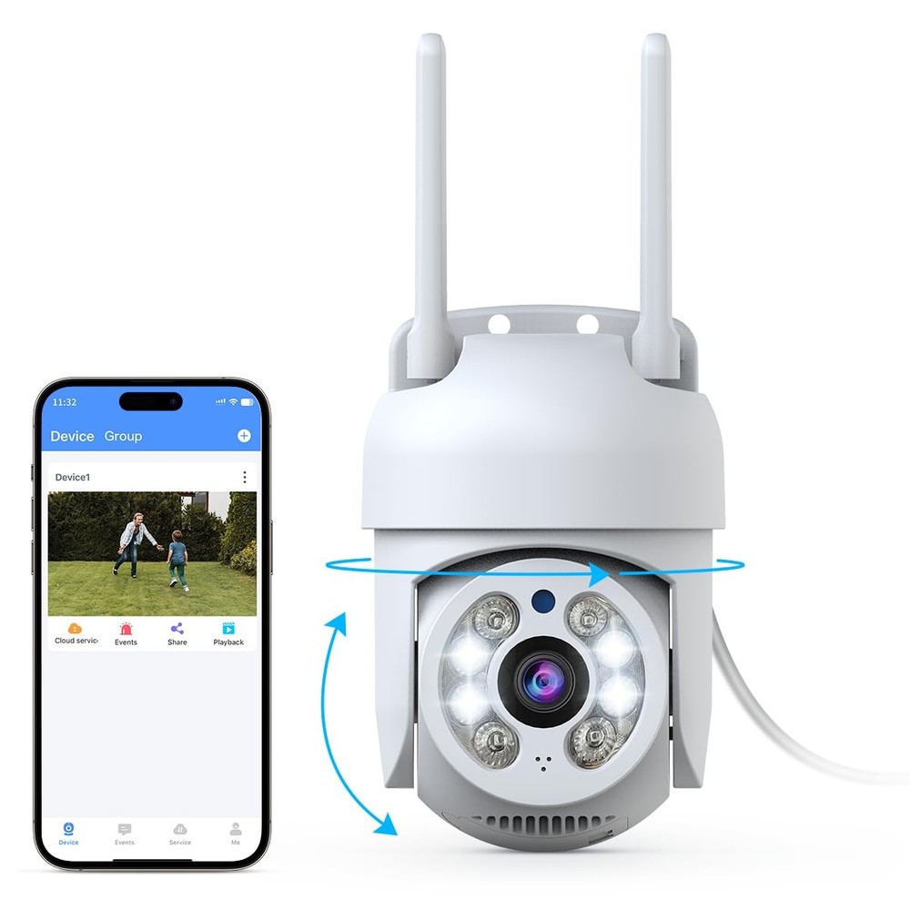(2026 New) Outdoor WiFi Security Camera 3MP, PTZ Pan Tilt with Dual Antennas,…