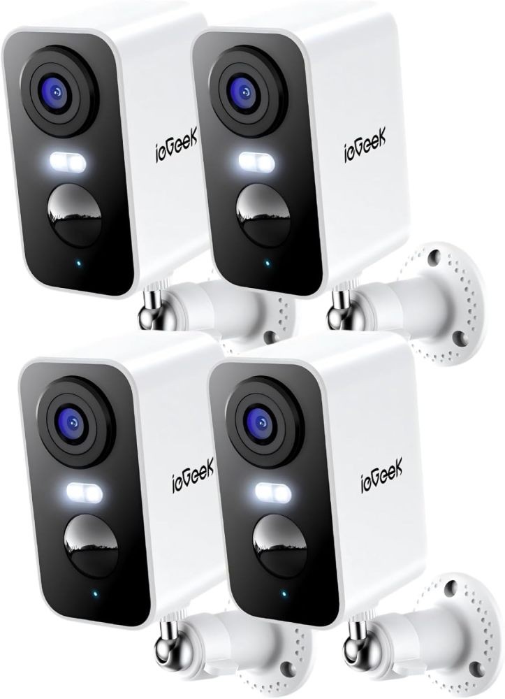 Wireless Outdoor Security Camera 4 Pack, Battery 2K 3MP, Night Vision
