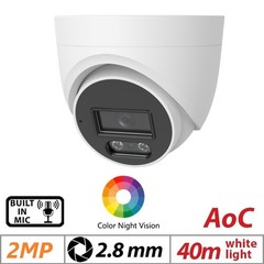 8MP CCTV HD Analog Warm light Outdoor Dome Camera 2.8mm Lens with Built-In Mic