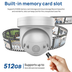 VIKYLIN 8MP 4K 5X ZOOM PTZ Turret Camera Dual Light Color IR Vision MIC Speaker