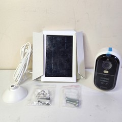 NEW Open Box Arlo 2K Security Camera VMC3050, w/Solar Panel VMA6600 w/ Screws