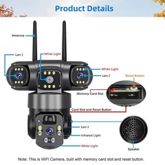 Solar Battery Powered Wireless WiFi Home Security Camera System Outdoor Pan/Tilt