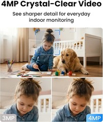 4MP 2K Indoor Security Camera, 360° PTZ Pet Camera with Phone App, Dual-Band WiF
