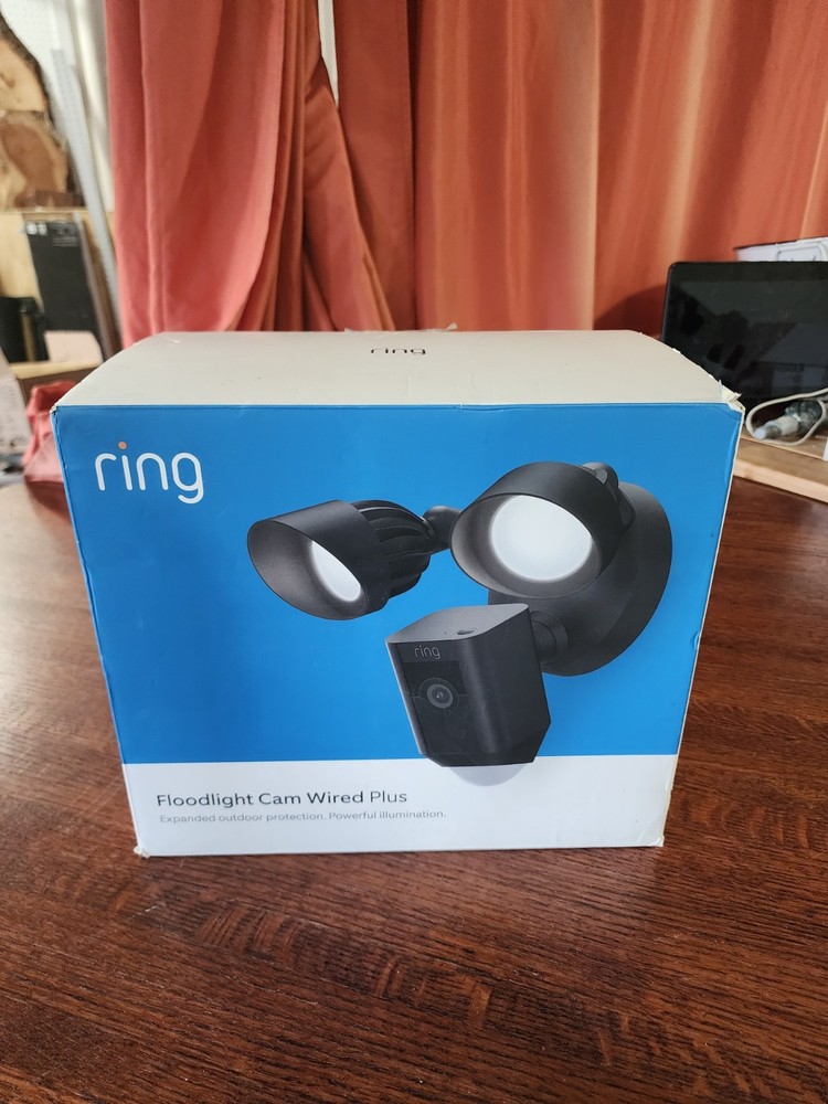 New Ring Floodlight Cam Wired Plus Outdoor Camera Black
