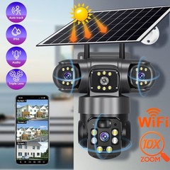 Solar Battery Powered Wireless WiFi Outdoor Pan/Tilt Home Security Camera System