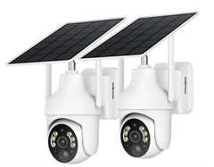 2 Cámaras Seguridad Solar 2K WiFi Exterior PTZ Visión Nocturna Audio Bidireccion