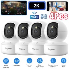 4Pcs Wireless 5G WiFi Security Camera Smart Indoor Night Vision 2K Wired Cam