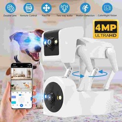 Cámara de seguridad para perro robot 1080P con detección de IA rotación de 360°