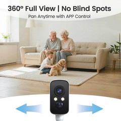 300° Pan Wireless Outdoor Security Camera, No Subscription Free 7-Day Cloud/S…