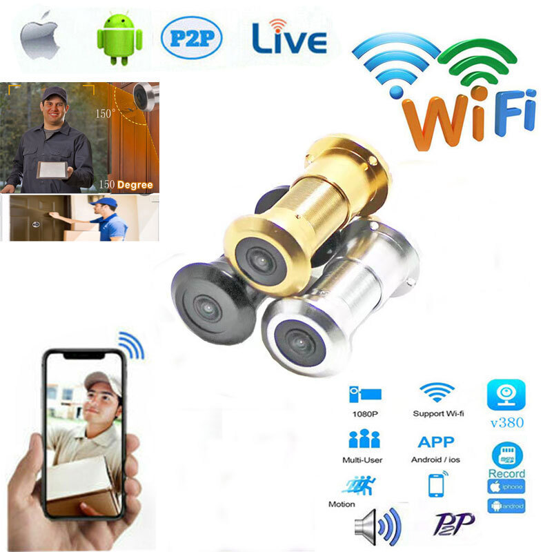 Smartphone 4K HD WiFi Wireless Door Peephole IP Camera Motion Detect Recording