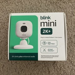 Blink Mini 2K+ Indoor Outdoor Plug-In Security Camera White Color Night Vision
