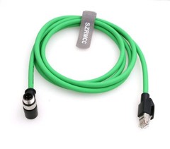 M12 Right Angle D-Code 4 Pin to RJ45 Ethernet Cable Cat5e Shielded 3M Green