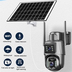 Solar Battery Powered Wireless WiFi Outdoor Pan/Tilt Home Security Camera System