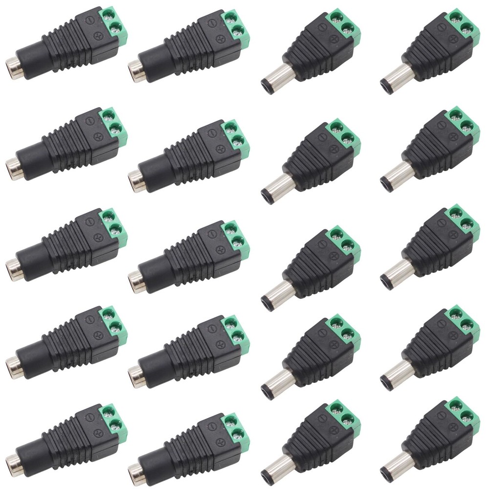 12V DC Plug 5.5mm x 2.1mm, 10 Pairs Power Connector Jack Barrel Adapter…