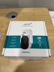 Arlo Essential Wired Security Camera 2K Outdoor White Home Monitoring 360 Pan