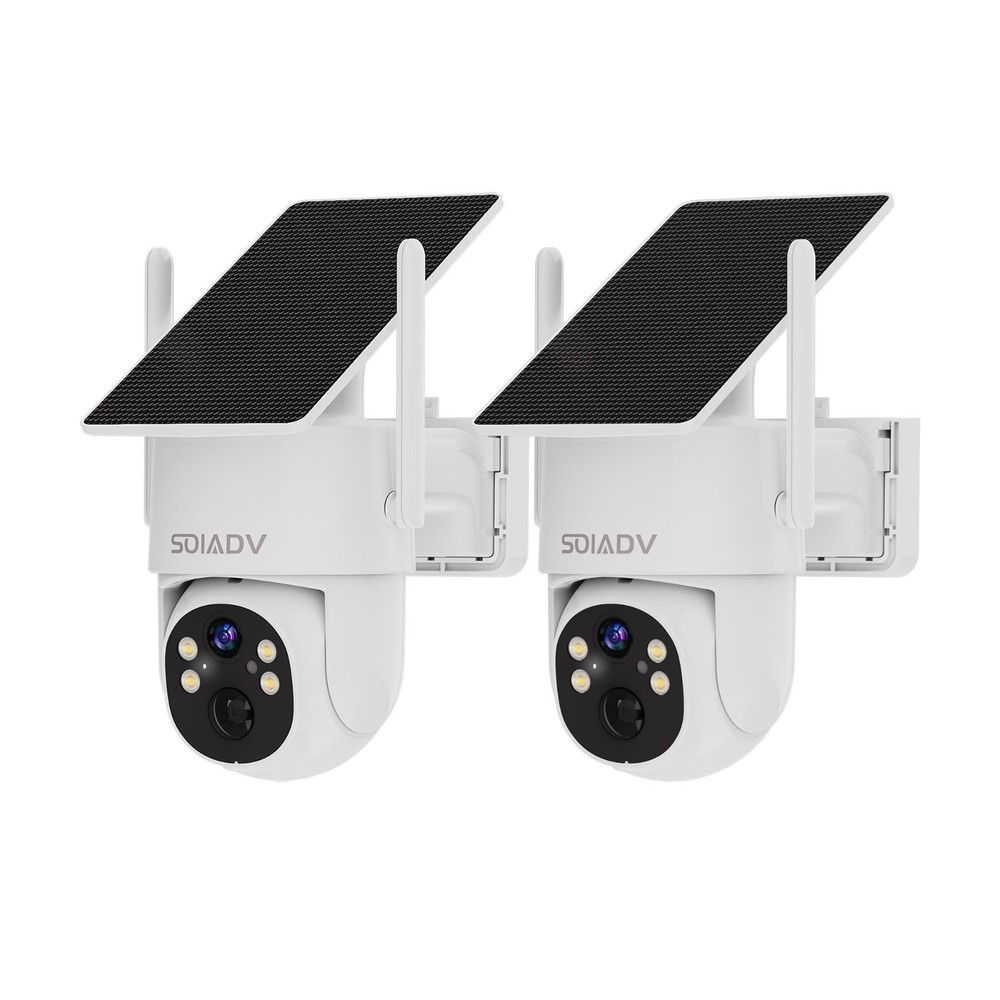 Solar Battery Powered Camera WiFi6 Wireless Security System PTZ Outdoor 2PACK