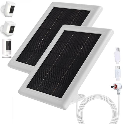 Ring Camera Solar Panel Charger, 5V 3.5W Solar Charger Compatible 2 Pack White