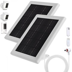Ring Camera Solar Panel Charger, 5V 3.5W Solar Charger Compatible 2 Pack White