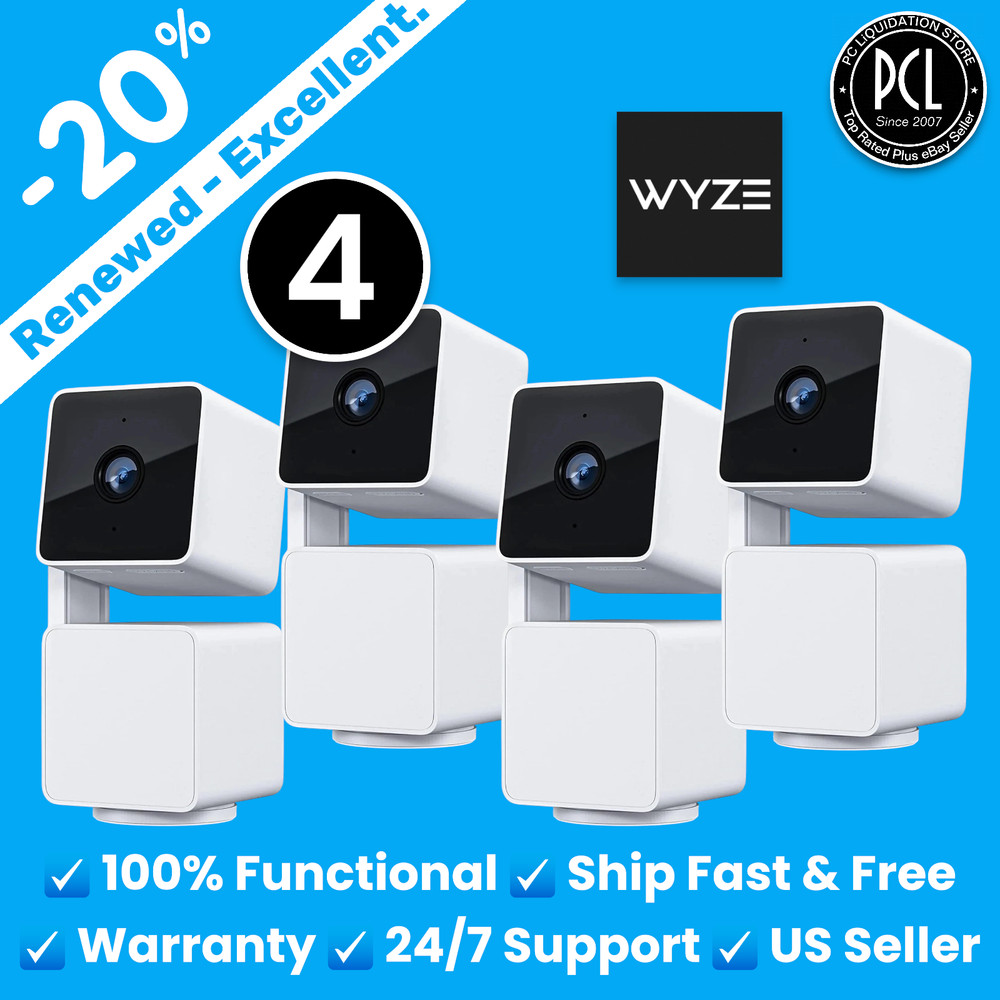 ✅ Wyze – Cam Pan v3 Indoor/Outdoor 1080p Pan/Tilt/Zoom Camera – Lot of 4pcs ✅