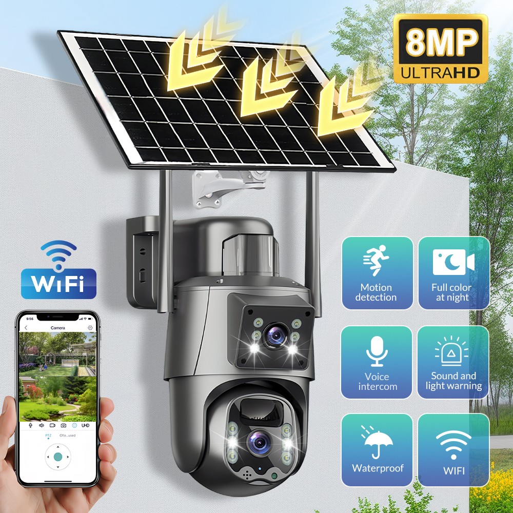 1/2x 8MP HDSolar Battery Powered Wireless WiFi Outdoor Home Security Camera CCTV
