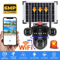 Solar Battery Powered Wireless WiFi Outdoor Pan/Tilt Home Security Camera System