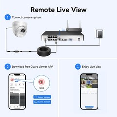 8MP Security Camera System 8CH PoE NVR Smart Human Vehicle Detection Waterproof