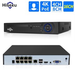 Hiseeu POE NVR 4CH 8CH 16CH 4K 8MP CCTV Camera System Kit H.265+ ONVIF